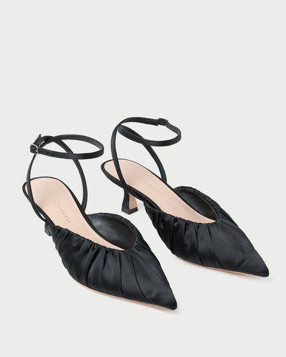 Loeffler Randall Recommended | Rio Black Satin Kitten Heel