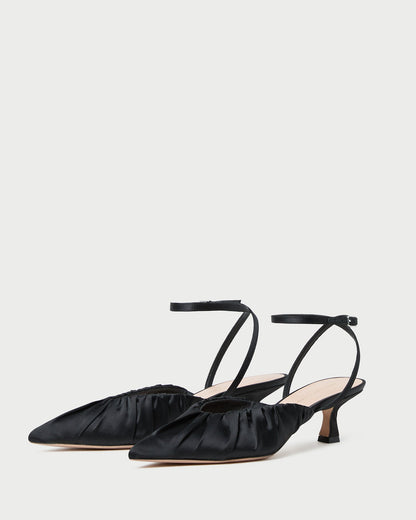 Loeffler Randall Recommended | Rio Black Satin Kitten Heel