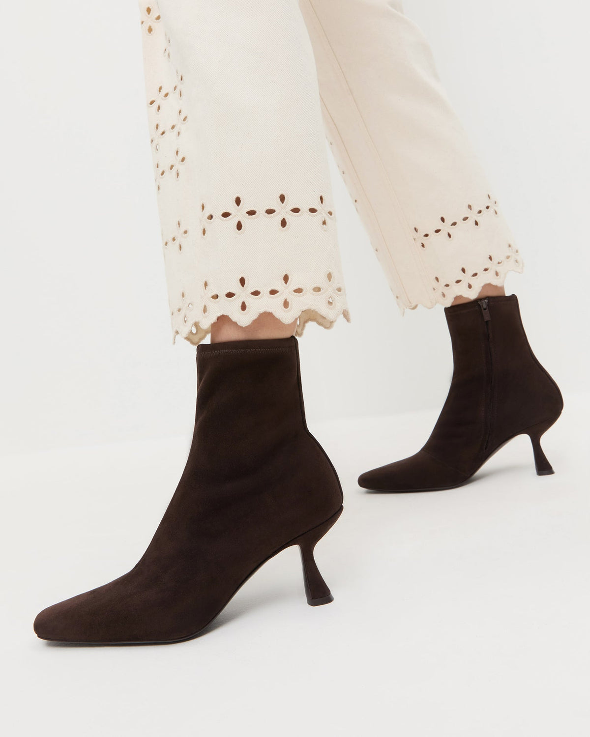 Loeffler Randall Exclusive | Thandy Brown Suede Curved Heel Bootie