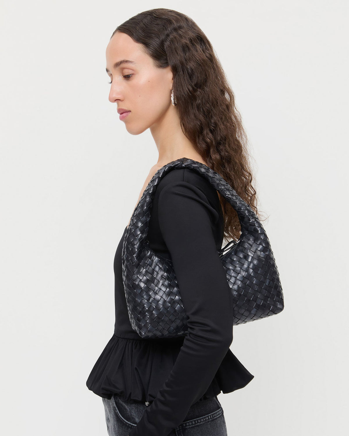 Loeffler Randall Hot Sale | Mercer Black Woven Shoulder Bag