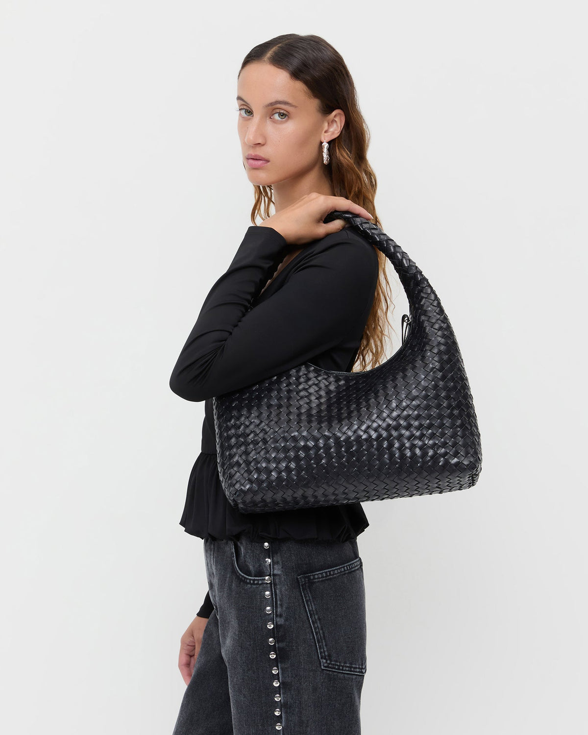 Loeffler Randall Best Price | Willow Black Woven Hobo Bag