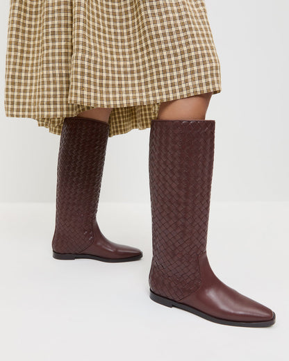 Loeffler Randall Popular | Tilly Espresso Woven Leather Boot