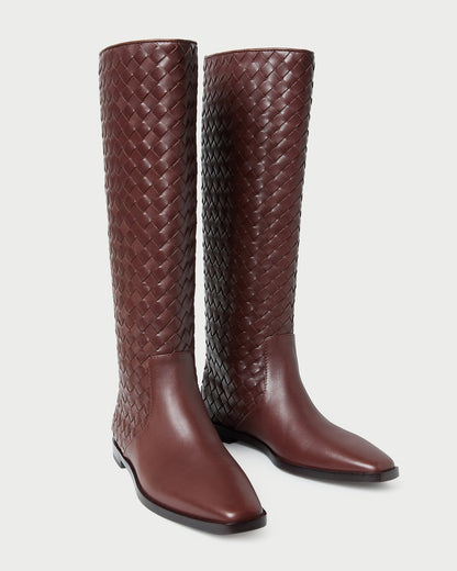 Loeffler Randall Popular | Tilly Espresso Woven Leather Boot