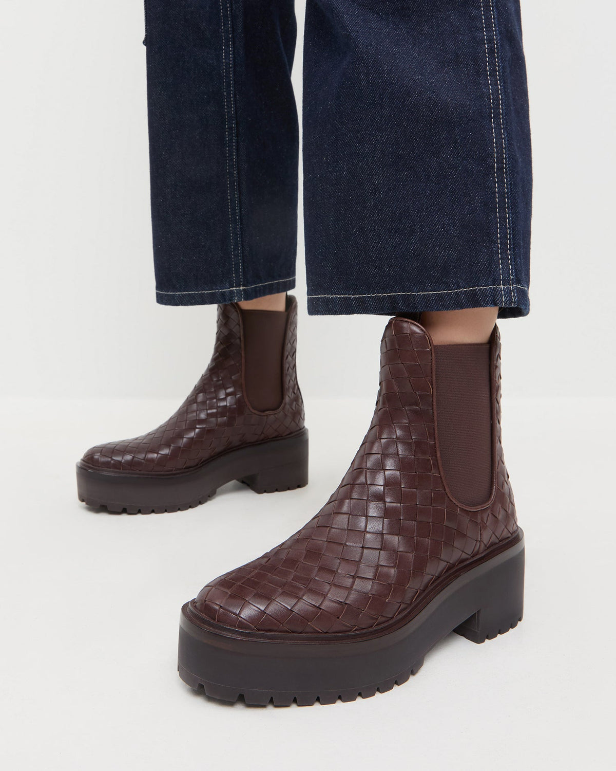 Loeffler Randall Best Price | Reggie Espresso Woven Chelsea Boot
