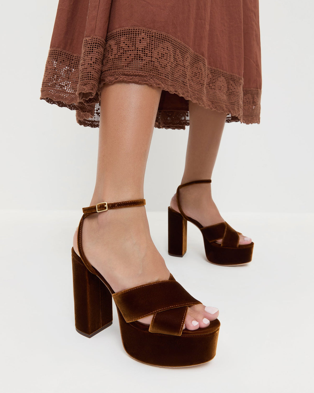 Loeffler Randall Recommended | Loretta Brown Velvet Platform Sandal