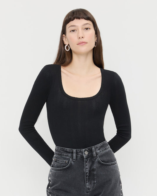 Loeffler Randall Signature | Kaya Pointelle Long-Sleeve Bodysuit