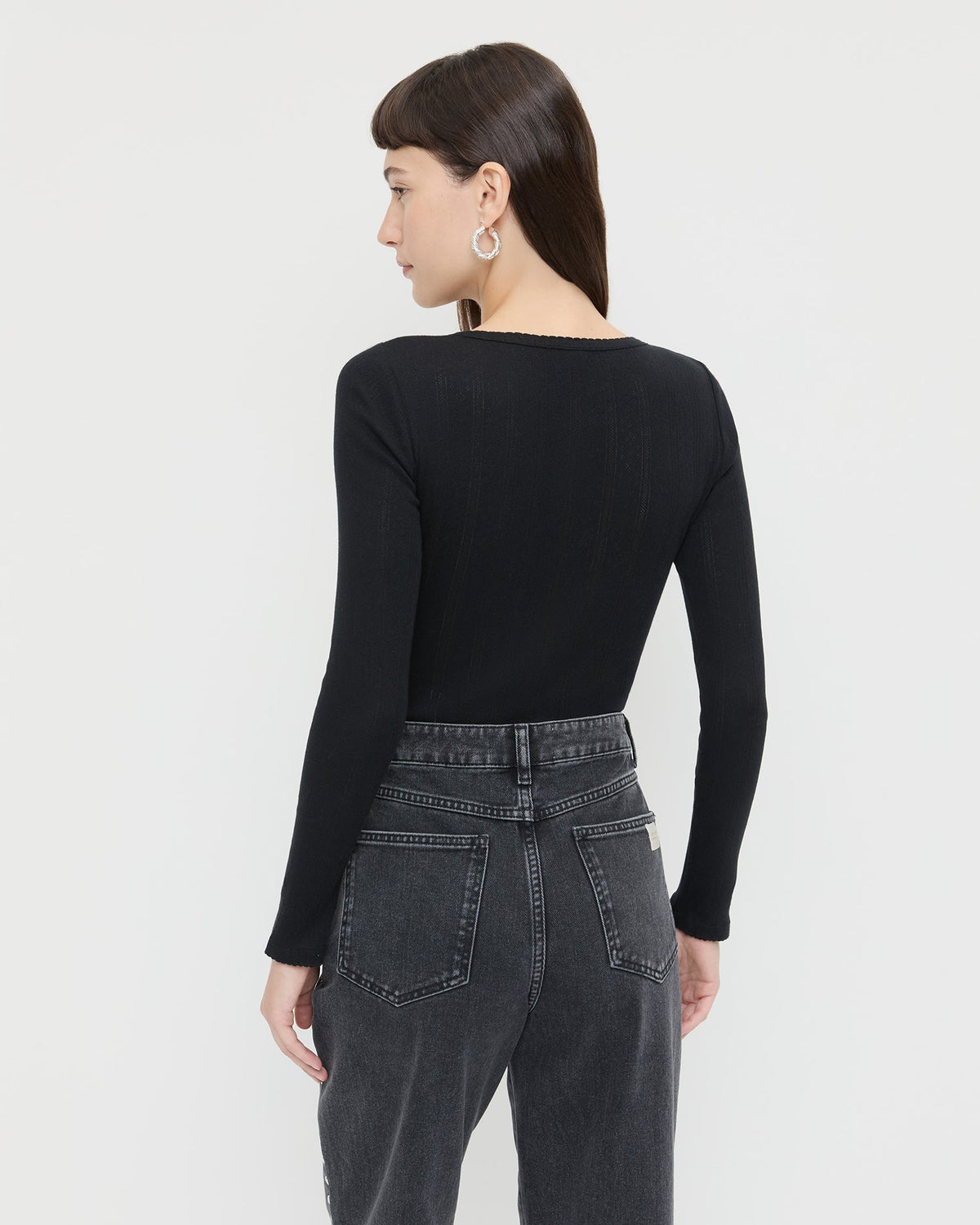 Loeffler Randall Signature | Kaya Pointelle Long-Sleeve Bodysuit